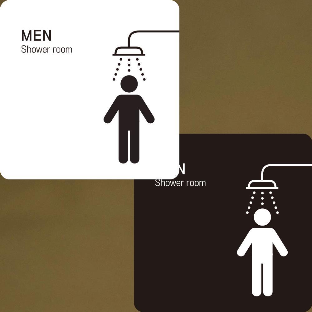 MEN Shower room 부착형 정사각안내판 22x22cm