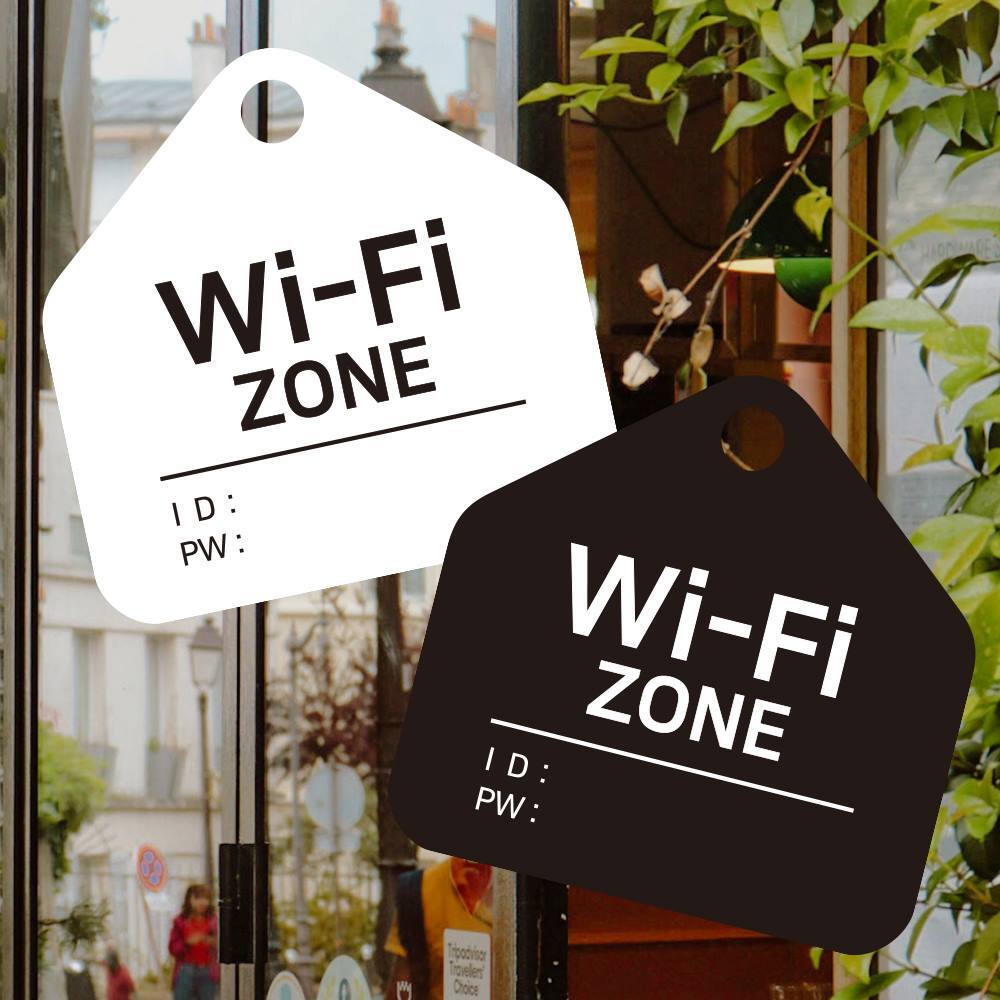 Wi-Fi ZONE 걸이형 소형 오각안내판 17x17cm