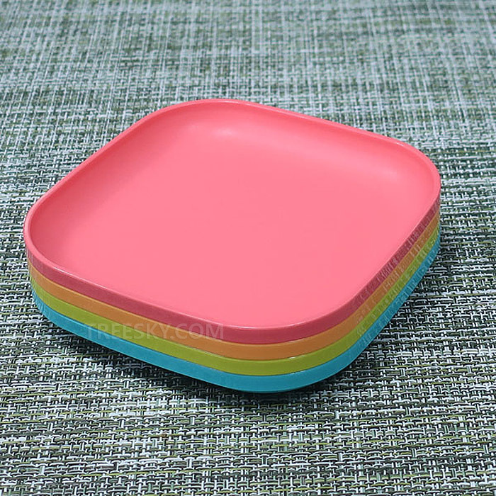 타파웨어 러블리 런천플레이트 사각라운드 접시세트 4개-13.8cm/옐로우+블루+그린+핑크 (639) #2