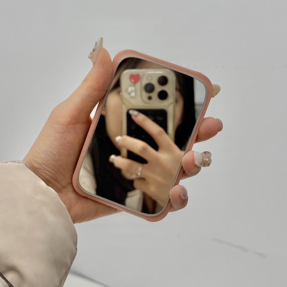 동물모양거울세트 작은스탠드거울 벽면거울 자가스탠딩레트로거울 프라임거울 미니확대거울 프레임거울 거울내장파우치 좌후미거울 독서거울 조약돌비정형미러 핑크 스탠드 접이식 미니 손거울 거울