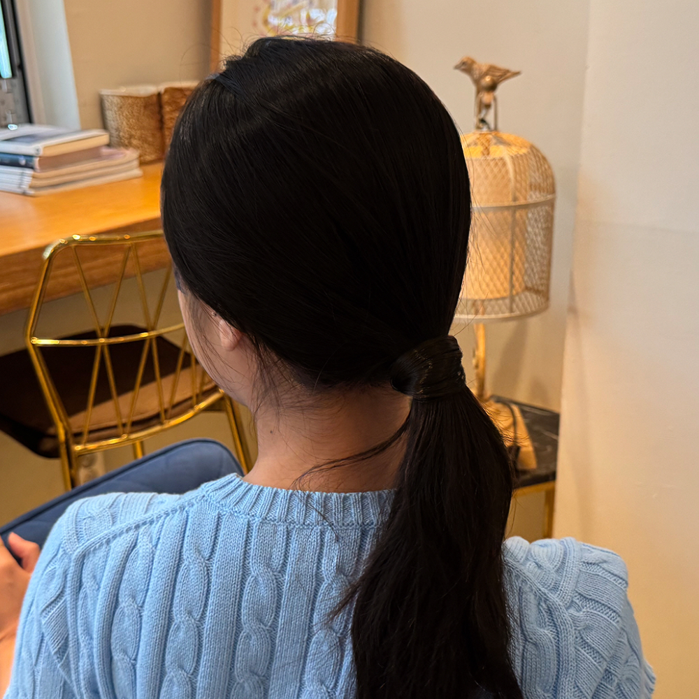 로우번 포니테일 가발머리끈 검정