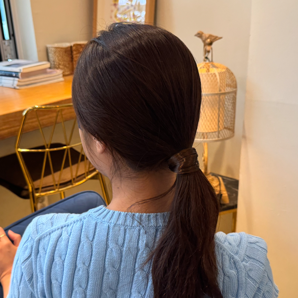 로우번 포니테일 가발머리끈 자연갈색