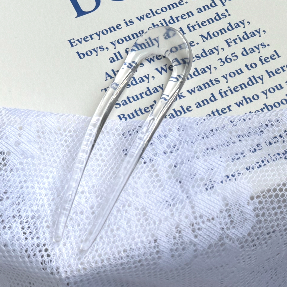 올림머리 뒤꽂이 유광 U자비녀 투명