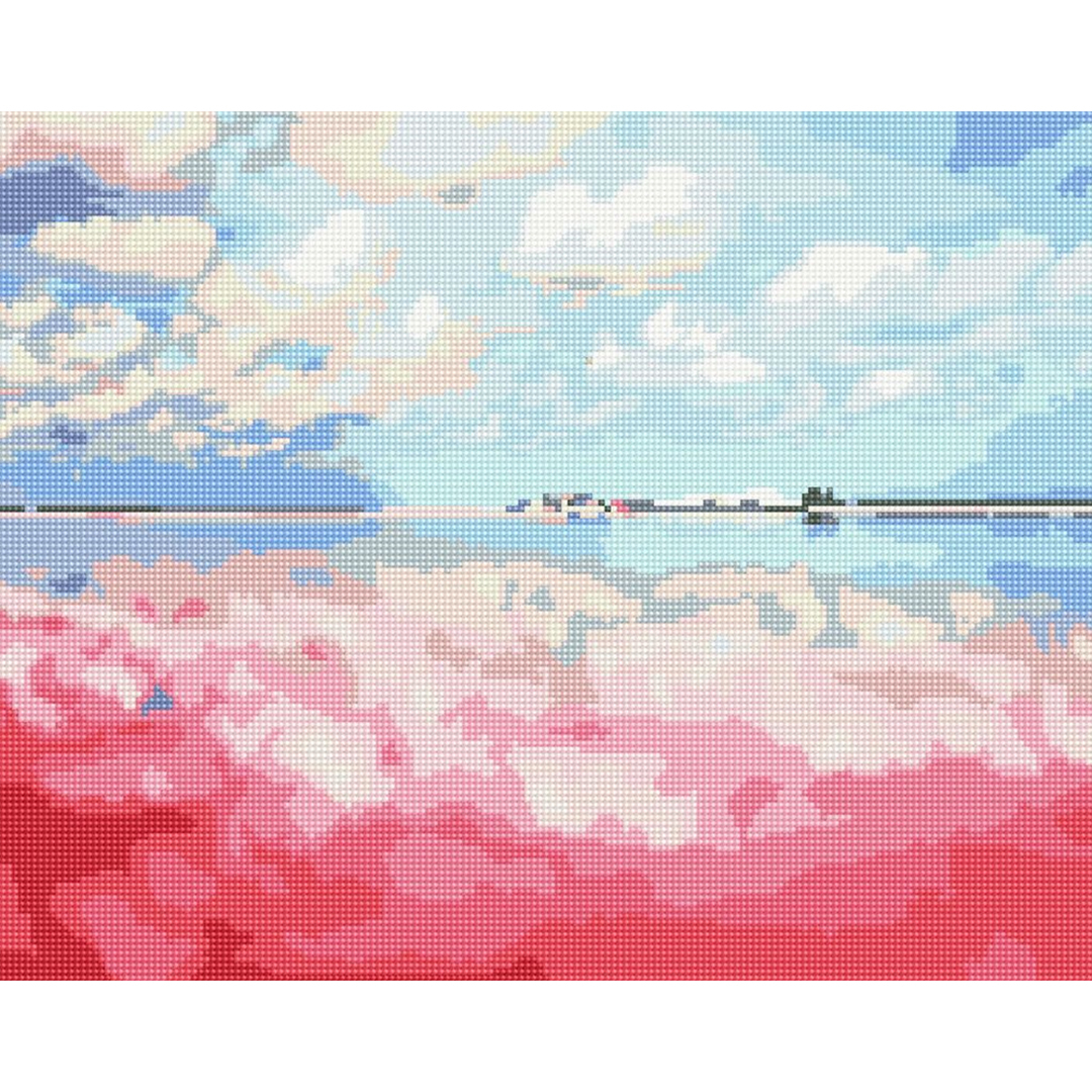 아트조이 DIY 보석십자수 (캔버스형) 핑크 비치 풍경 50x40cm