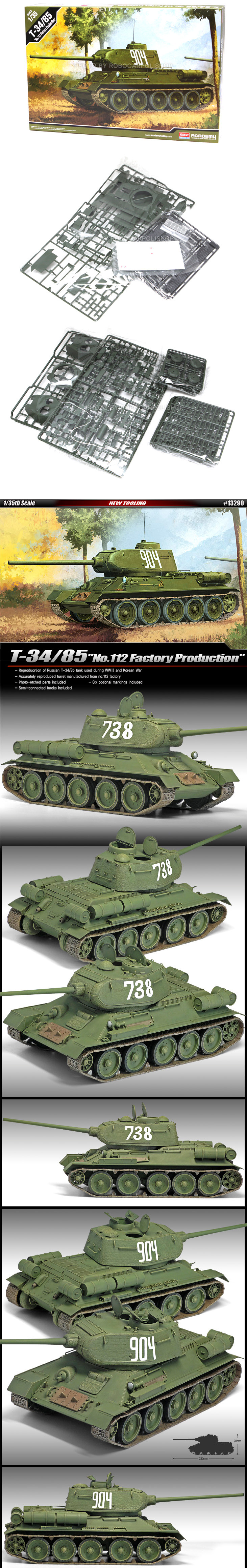 Academy 13290 T-34/85 No.112 Factory Production Tank Combat Vehicle Assembly_RU