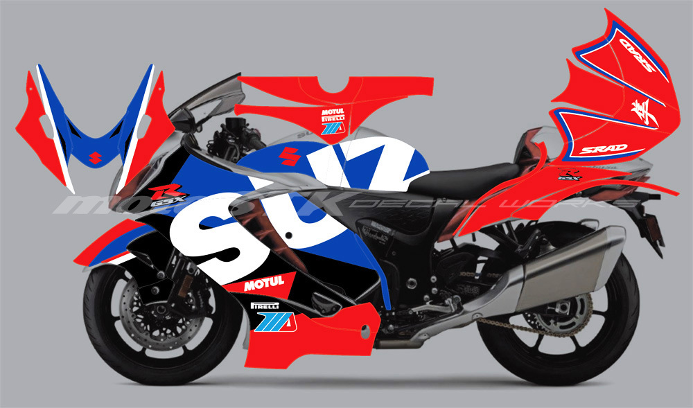 Suzuki Hayabusa motorcycle stickers decals red blue graphics set