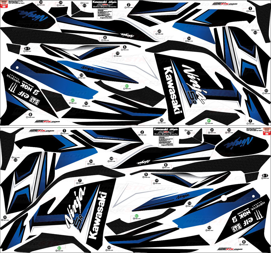 Kawasaki NINJA500 Motorcycle Blue Graphic Decal Set Sticker kit | eBay