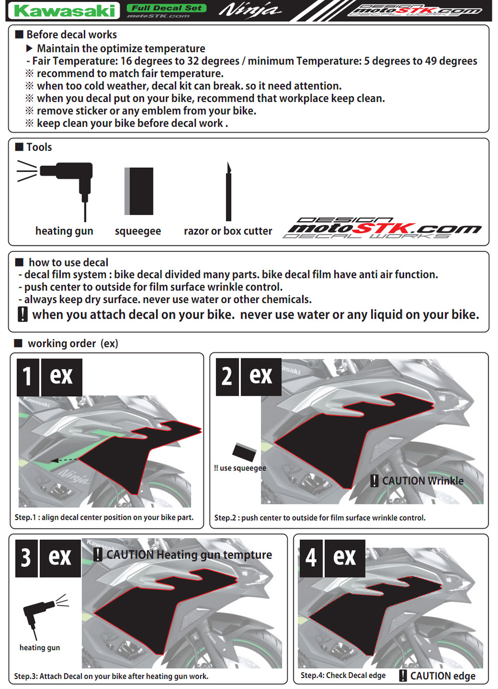 Kawasaki NINJA500 Motorcycle Blue Graphic Decal Set Sticker kit | eBay