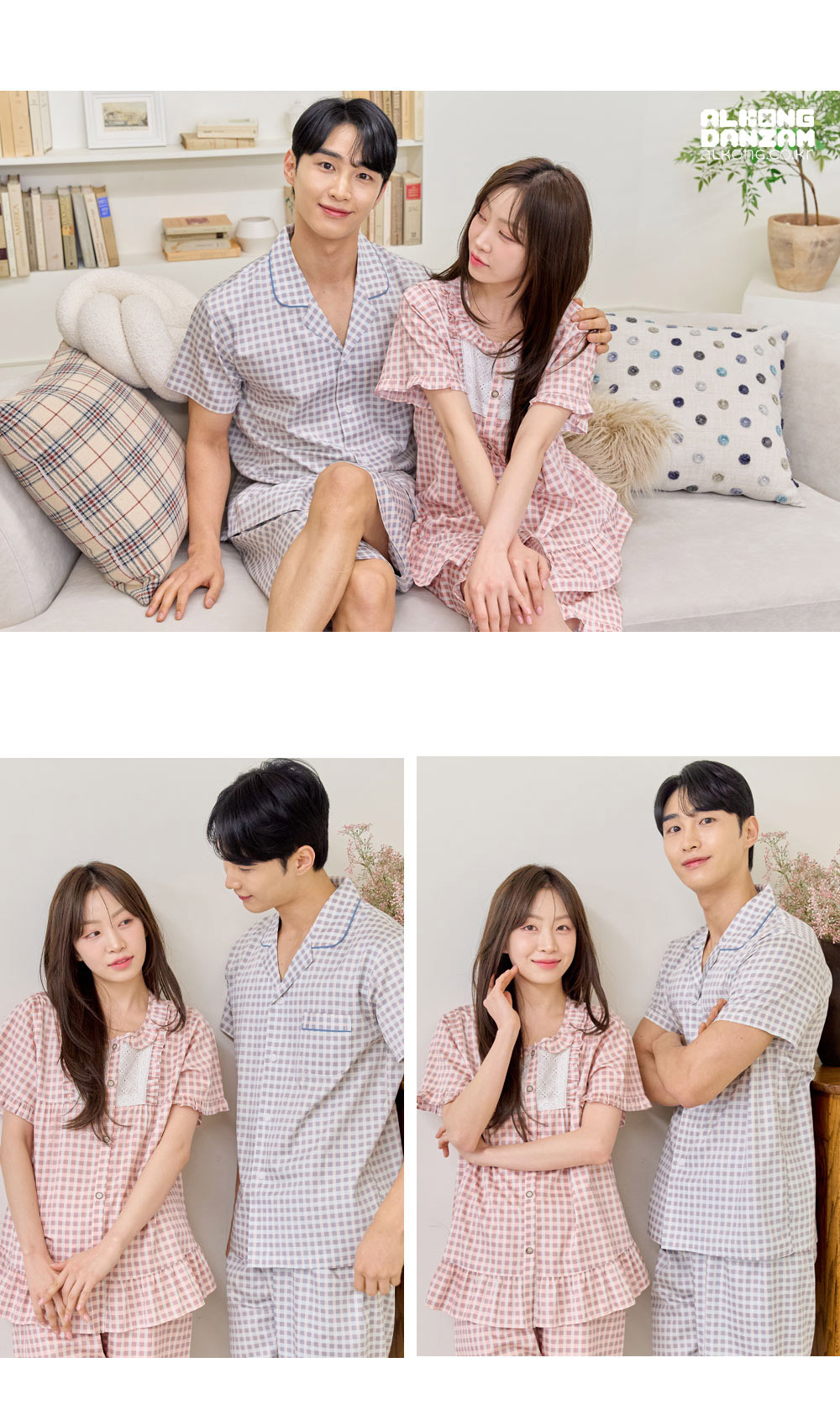 시원한 커플 홈웨어 파자마 상하세트 남성 여성 국내생산 반팔 잠옷 상세 이미지 5
