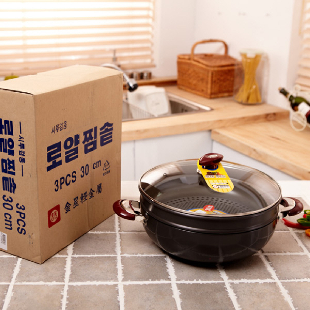 로얄찜솥 30cm 3p 스텐냄비 찜통 곰솥