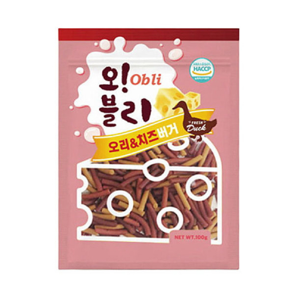 오블리 오리 치즈 버거 100G 사료 애견간식 영양제 개껌