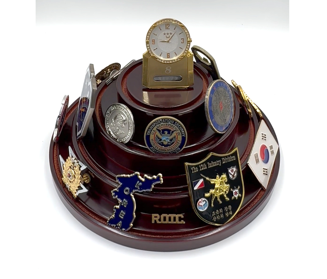 코인거치대(원형) CH007 - 기념 메달 진열대 휘장 뱃지 거치 장식장 군대 부대 군용품 전역 선물