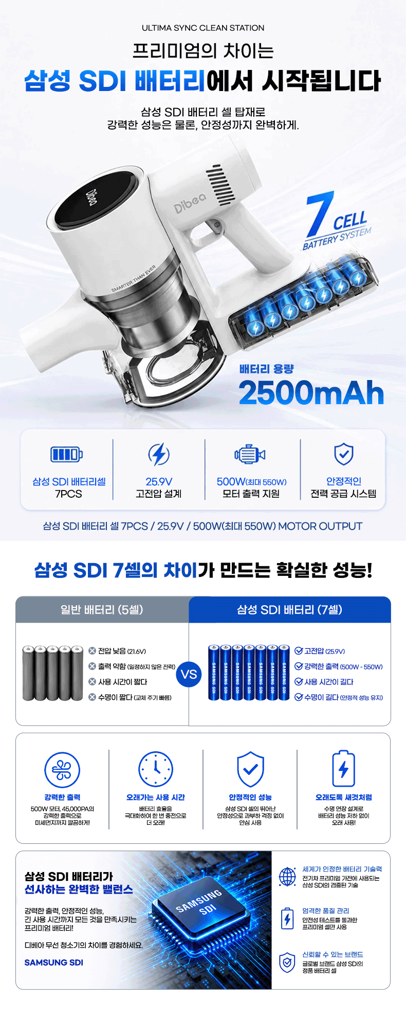 삼성 SDI 정품 배터리 디베아 무선청소기 얼티마 싱크 클린스테이션 자동 먼지 비움
