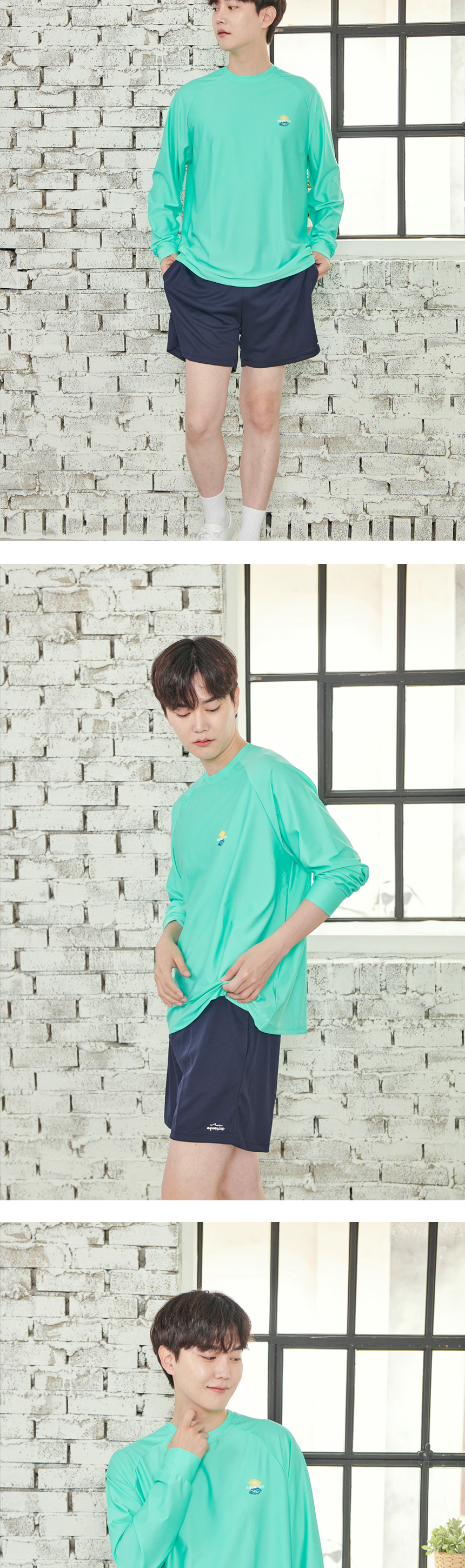 비치웨어로 활용 가능한 모던한 디자인 래쉬가드