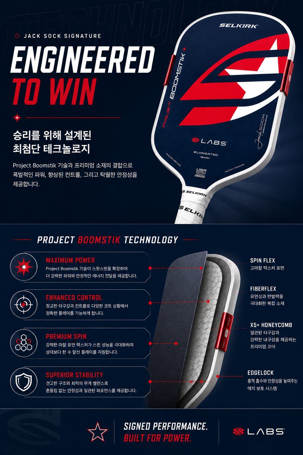 셀커크 LABS 프로젝트 붐스틱 파워 폼코어 피클볼 패들 잭샥 시그니처 · 6