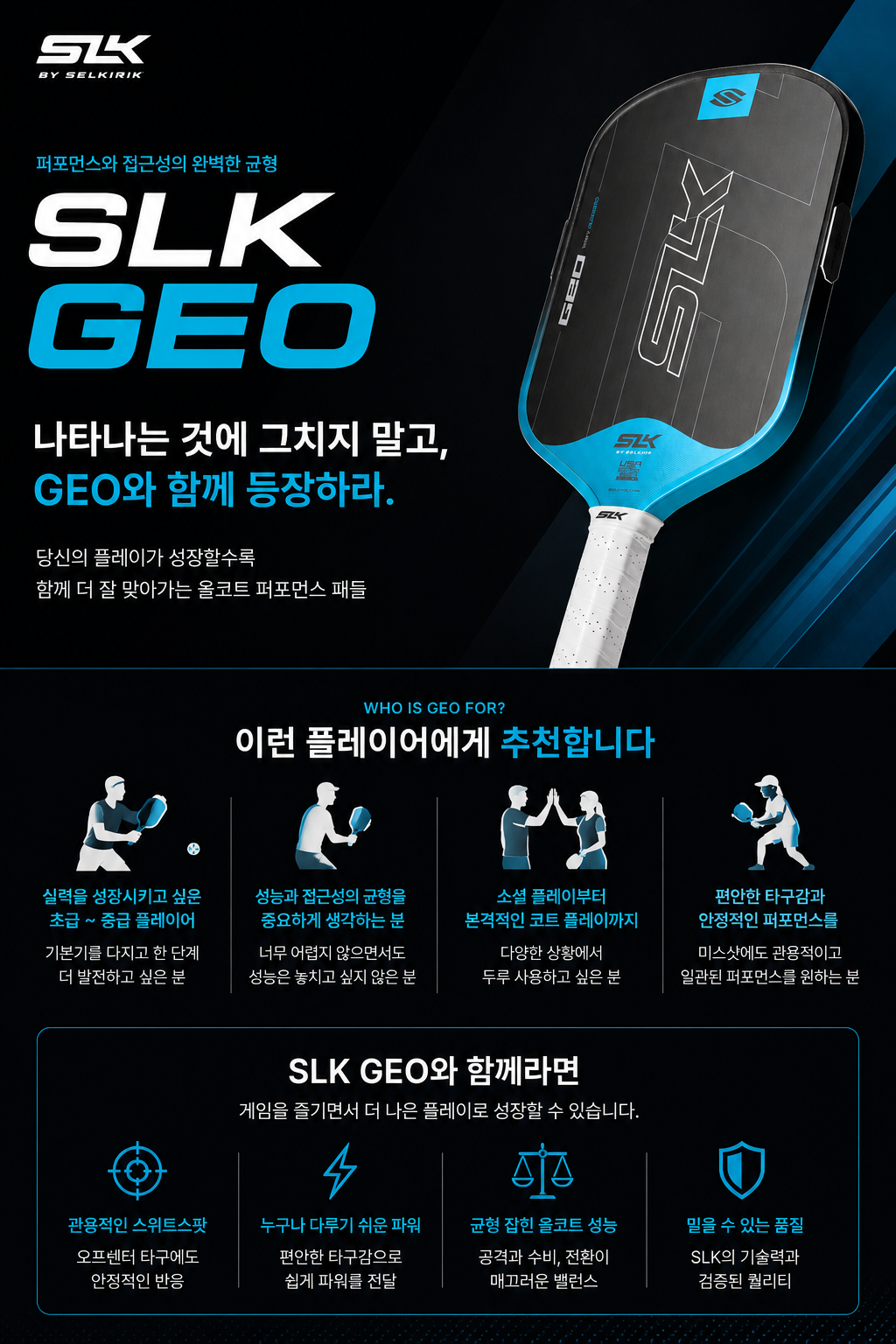 스포모티브 SLK Geo Widebody 14mm 피클볼 패들 · 6