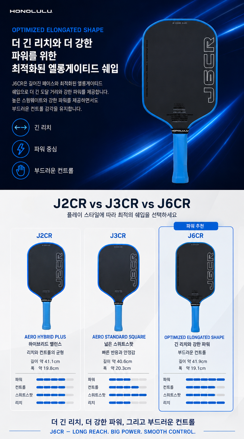 HONOLULU 호놀룰루 J6CR 피클볼 패들 · 6