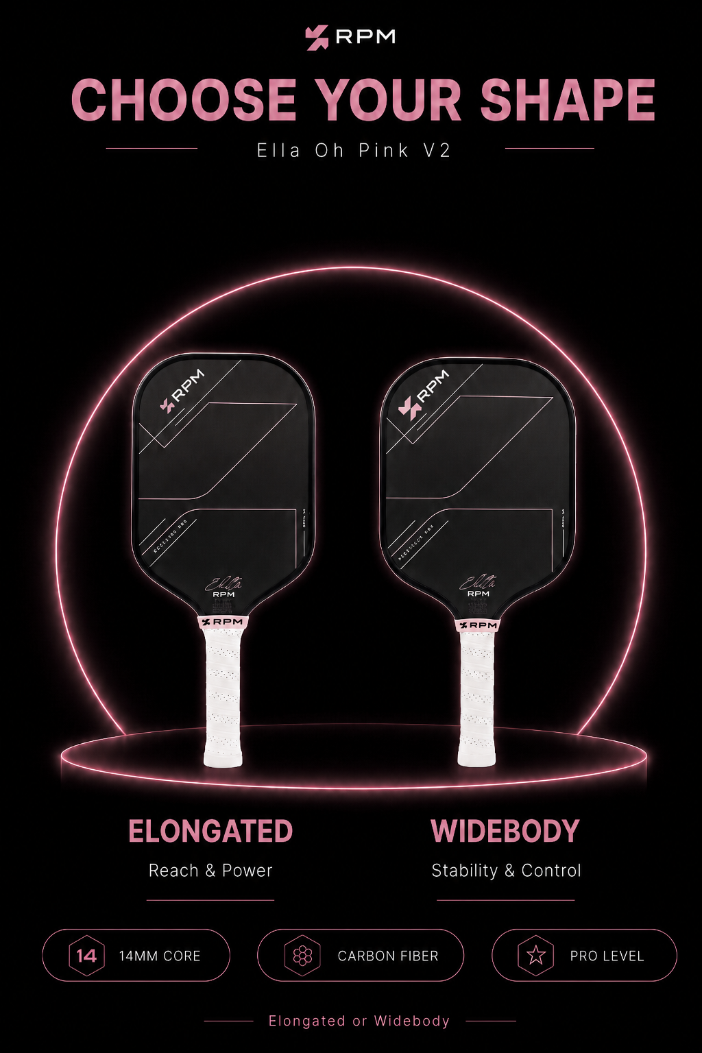 RPM FRICTION V2 Ella Oh PINK 14mm 피클볼 패들 · 4