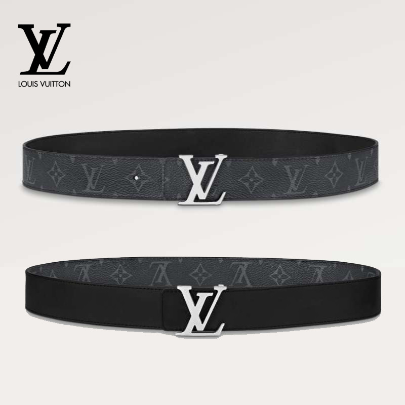 NEW LOUIS VUITTON BELTS INITIALES M0087S DARK BLUE LEATHER 100CM