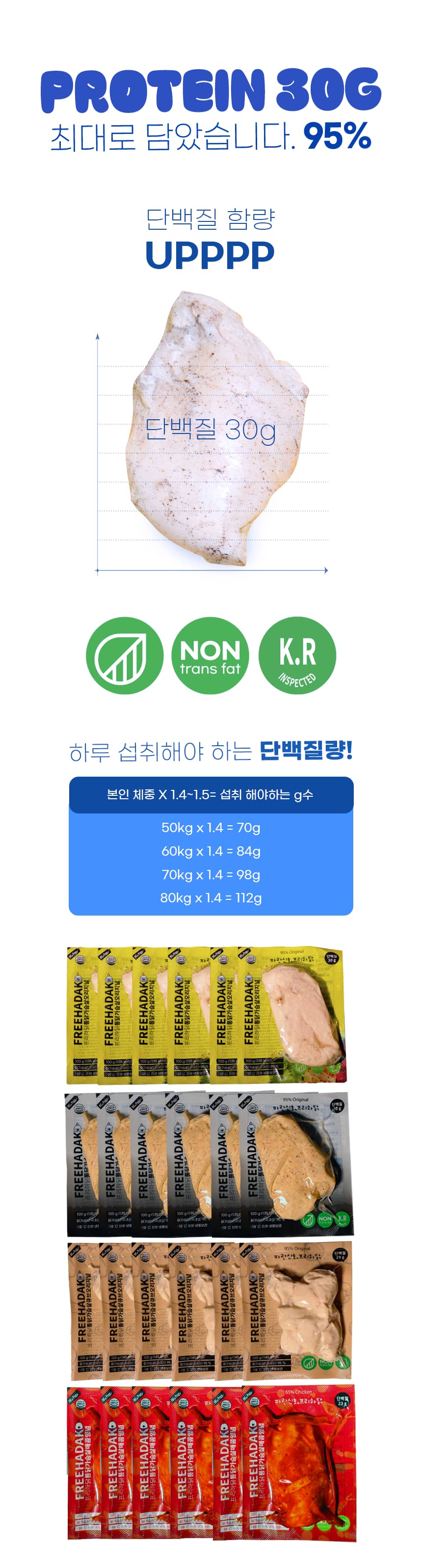 프리하닭 닭가슴살 100gX10팩(오리지널/블랙페퍼/큐브/매콤양념 4종 택1)