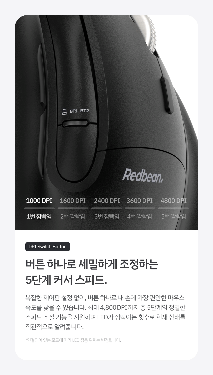 레드빈 퀀텀스크롤 버티컬마우스 무소음 마우스 무한휠 블루투스 무선 마우스 A79R