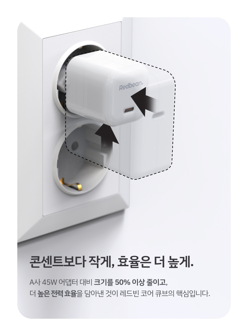 레드빈 코어 큐브 45W GaN PD PPS 고속충전기 P314