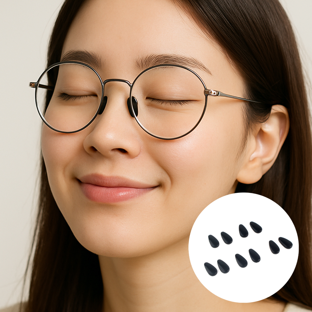 안경코패드 실리콘안경코패드 접착식안경코패드 안경착용시편안함 접착식안경쿠션 안경부품 안경착용간편요령 물방울코패드 블랙 안경 코패드 물방울 접착식 실리콘 10P 말랑말랑