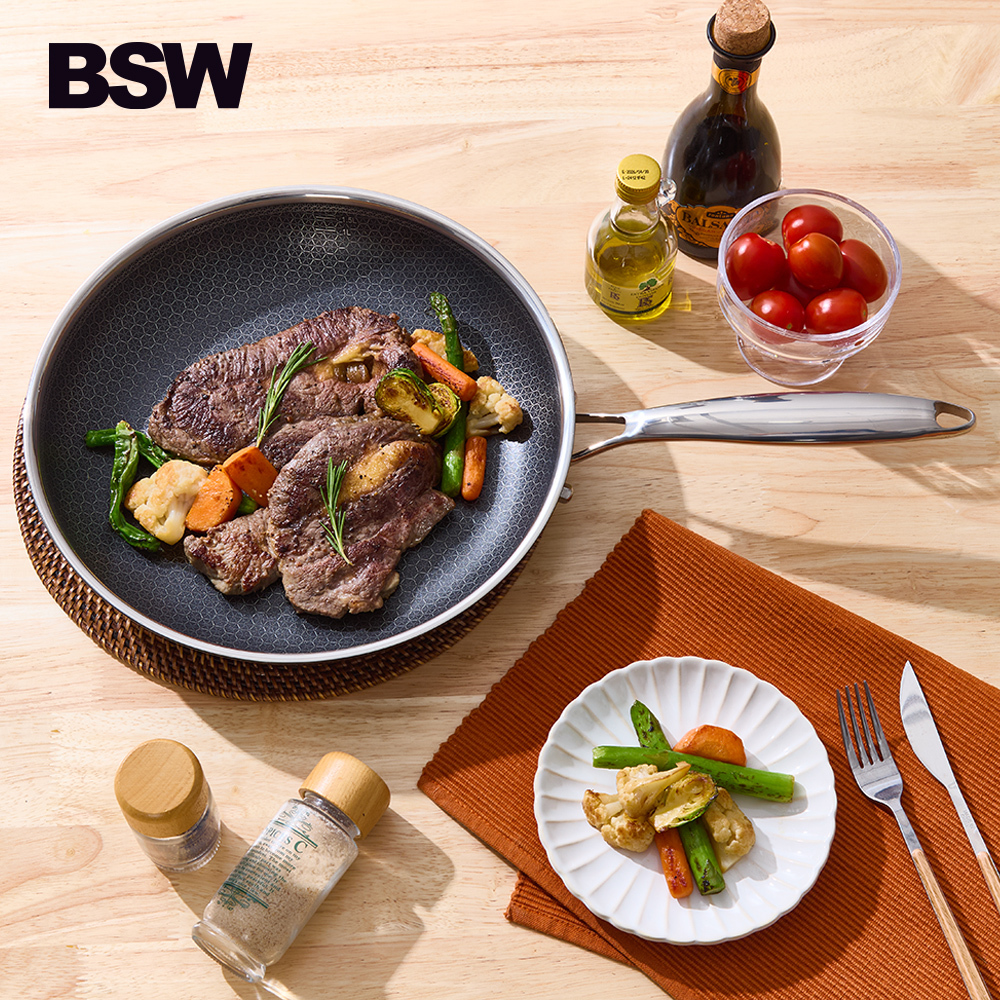 [BSW] IH 헥사곤 프리미엄 통3중 스테인리스 프라이팬 20cm