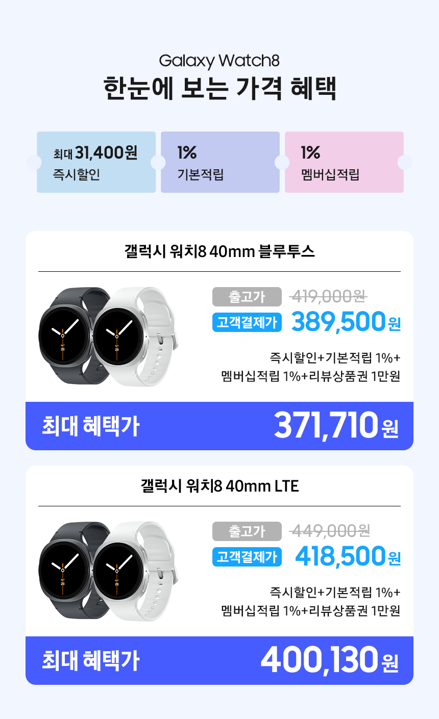 갤럭시 워치8 가격 정보