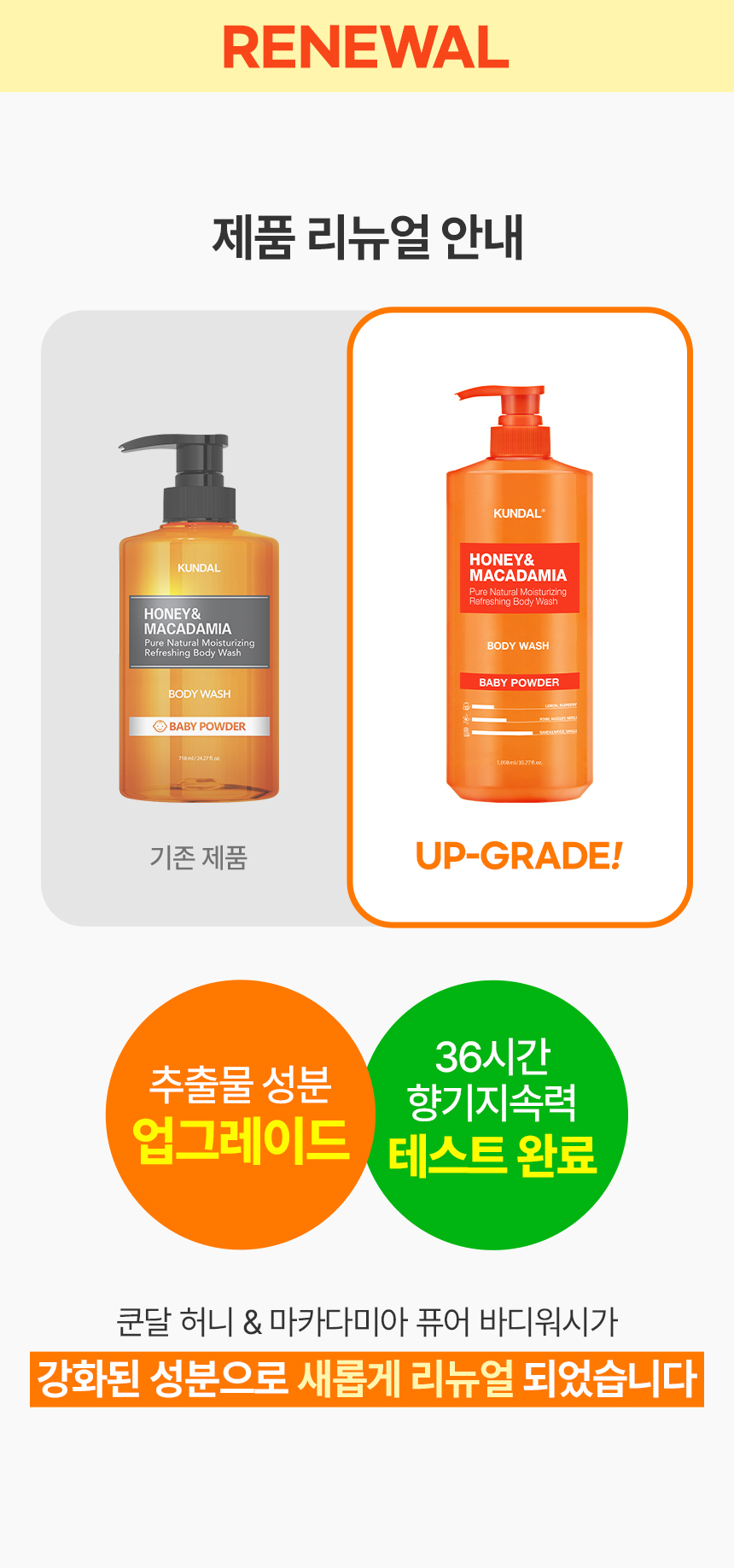 [네이버 단독 1+1] 쿤달 대용량 퓨어 바디워시 1058ml + 리필 1000ml 세트 베이비파우더