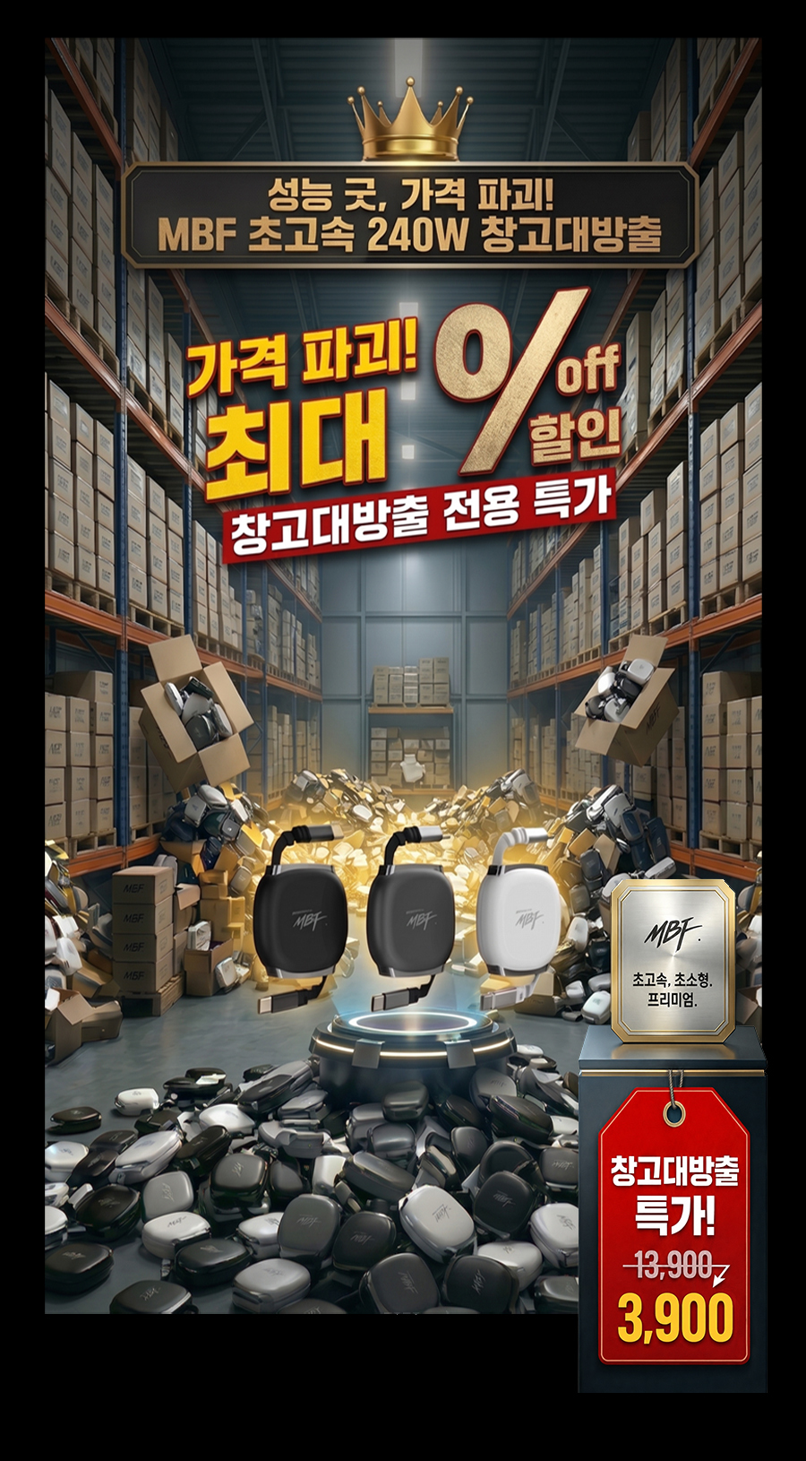 [예약판매]엠비에프 C to C타입 240W 초고속 충전 릴케이블 충전기선 자동감김