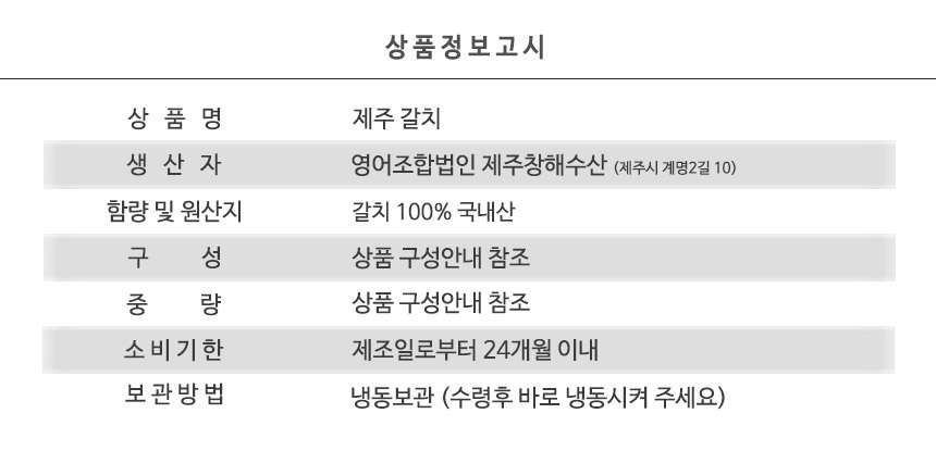 갈치 상품정보