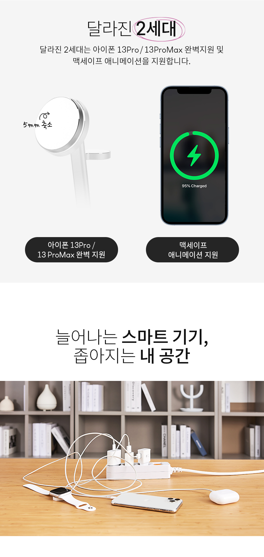 만렙 3in1 애플워치 아이폰 맥세이프 무선충전기 에어팟 충전독 상세 이미지 3