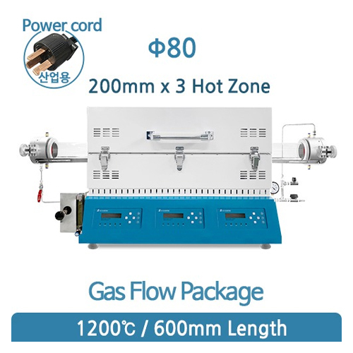 더랩코리아,SH-FU-80LTG-3-WG1200°C 3존 튜브전기로 Gas Flow Package