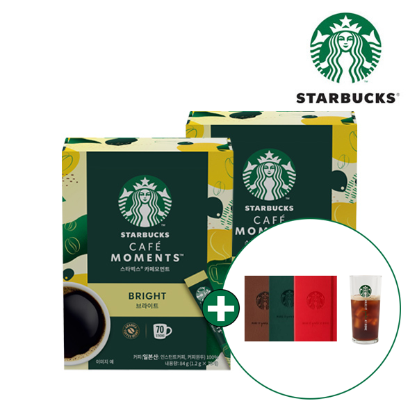 [스타벅스] 스틱커피 카페모먼트 브라이트 블론드 (70T X 2박스) + 스타벅스 아이스컵&노트 증정