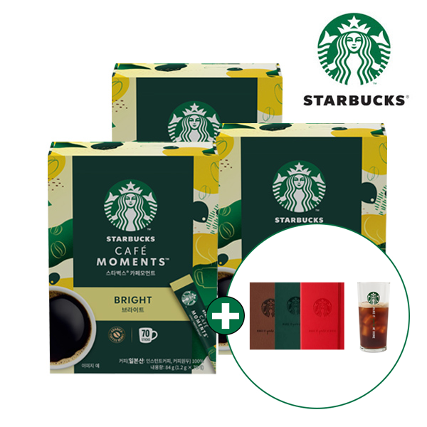 [스타벅스] 스틱커피 카페모먼트 브라이트 블론드 (70T X 3박스) + 스타벅스 아이스컵&노트 증정