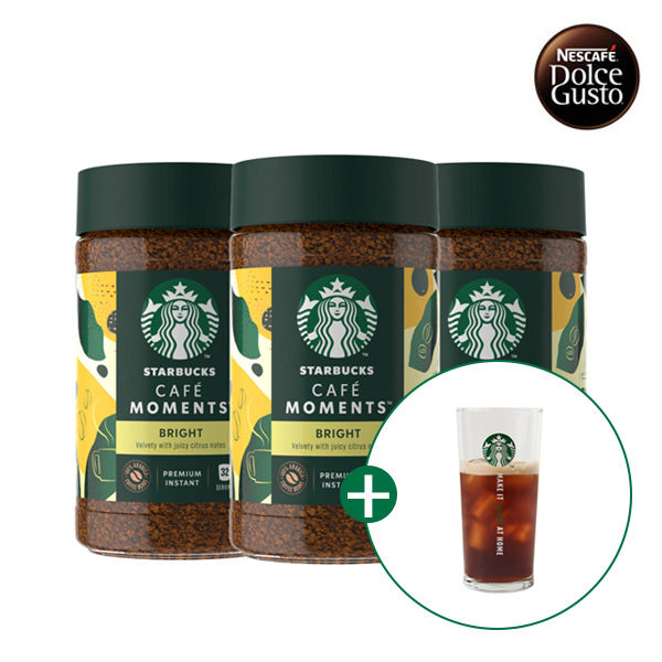 [스타벅스] 병 커피 카페모먼트 브라이트 블론드 (65g X 3개) + 스타벅스 아이스컵&노트 증정