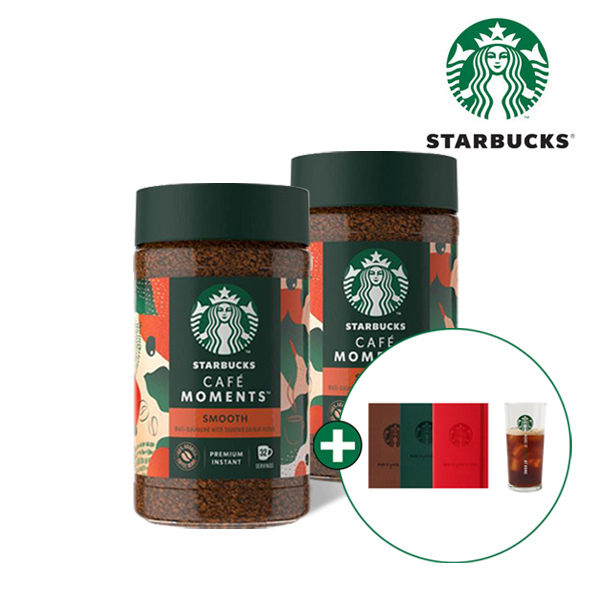 [스타벅스] 병 커피 카페모먼트 스무스 미디엄 (65g X 2개) + 스타벅스 아이스컵&노트 증정