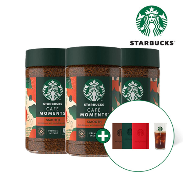 [스타벅스] 병 커피 카페모먼트 스무스 미디엄 (65g X 3개) + 스타벅스 아이스컵&노트 증정