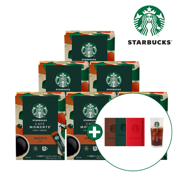 [스타벅스] 스틱커피 카페모먼트 스무스 미디엄 (70T X 6박스) + 스타벅스 아이스컵&노트 증정