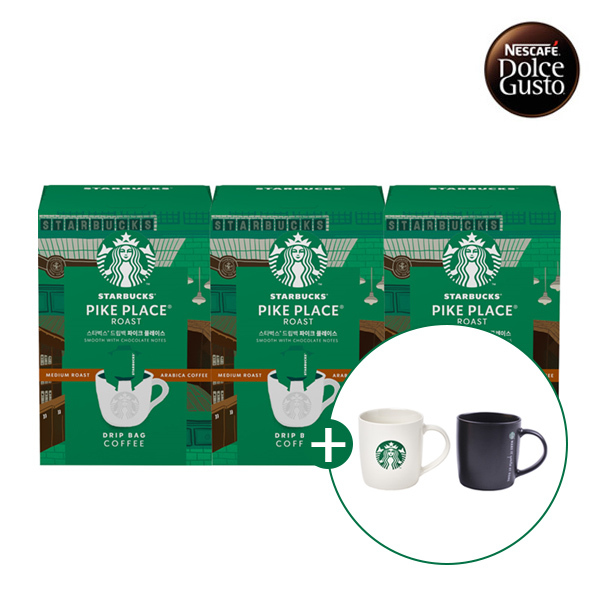 [스타벅스] 드립백 미디엄 5T (파이크 플레이스) 3박스 + 스타벅스 머그 2P SET 랜덤 증정