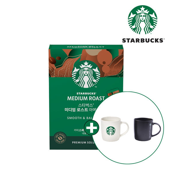 [스타벅스] 원두커피믹스 미디엄 로스트 아메리카노 (10T X 2박스) + 스타벅스 머그컵 랜덤증정