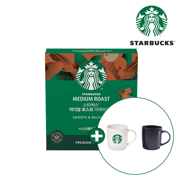 [스타벅스] 원두커피믹스 미디엄 로스트 아메리카노 (30T X 2박스) + 스타벅스 머그컵 랜덤증정