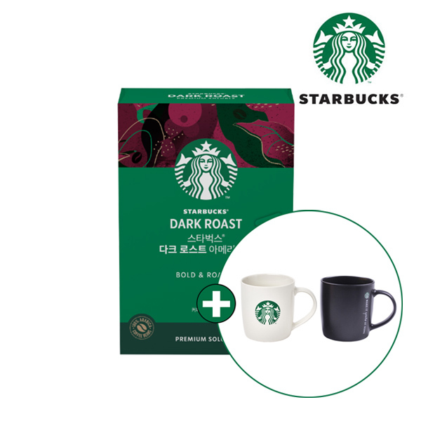 [스타벅스] 원두커피믹스 다크 로스트 아메리카노 (100T X 6박스) + 스타벅스 머그컵 랜덤증정