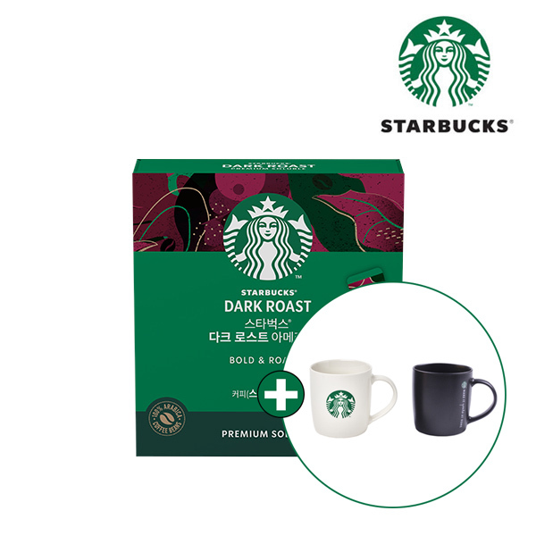 [스타벅스] 원두커피믹스 다크 로스트 아메리카노 (30T X 2박스) + 스타벅스 머그컵 랜덤증정