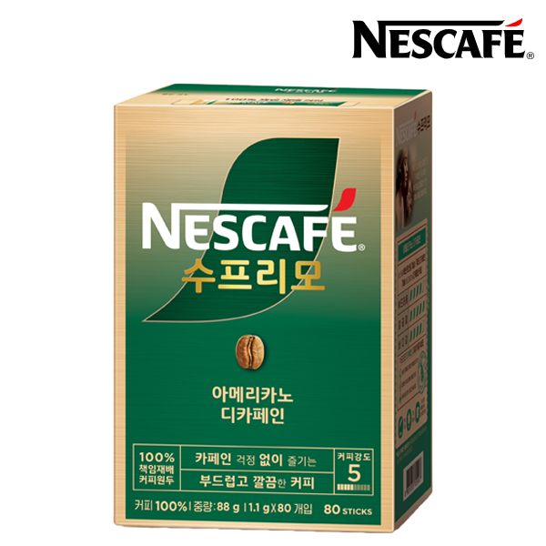 [네스카페] 수프리모 스틱 아메리카노 블랙 디카페인  80T X 1박스