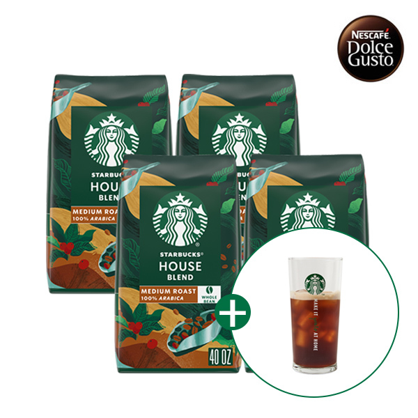 [스타벅스] 홀빈원두 1.13kg 4개 (하우스블렌드) + 스타벅스 아이스컵&노트 증정