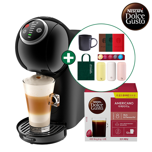 [돌체구스토] 커피머신 지니오S 플러스 + 12입 커피캡슐 1박스 (카페아메리카노) + 사은품 5종 증정
