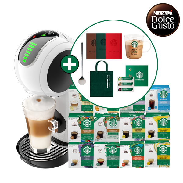 [돌체구스토] 커피머신 지니오S 터치 화이트 + 12입 스타벅스 커피캡슐 1박스 14종 택1 + 사은품 5종 증정