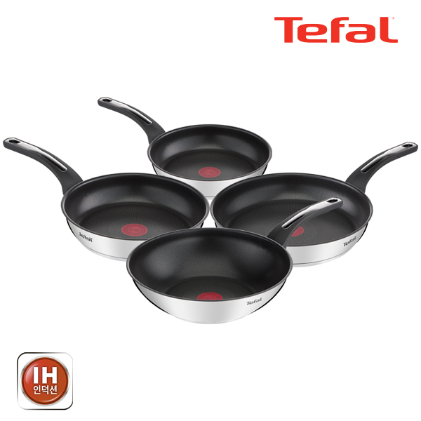 테팔 팬&냄비 인덕션 스테인리스 스틸 뉴 이모션 4종세트 (프라이팬 18cm + 24cm + 28cm + 볶음팬 28cm)